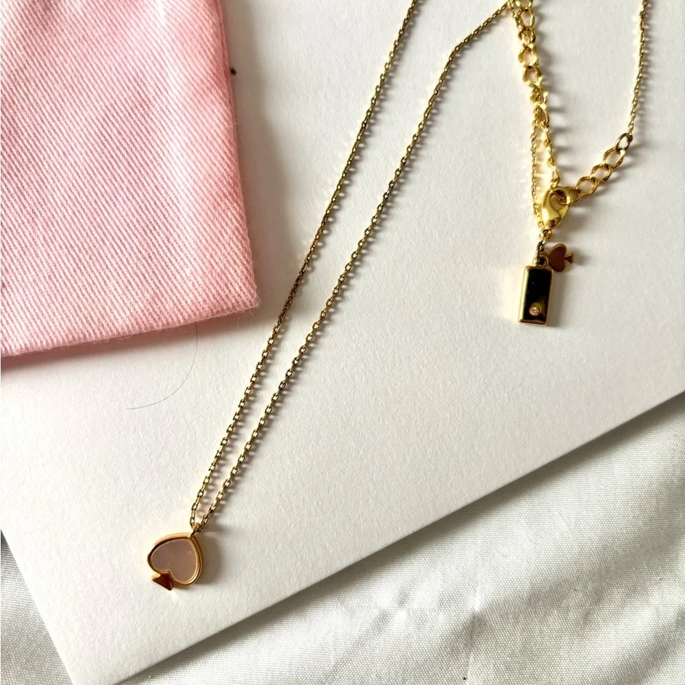 Kate Spade Gold Pendant Necklace with Pink Pouch